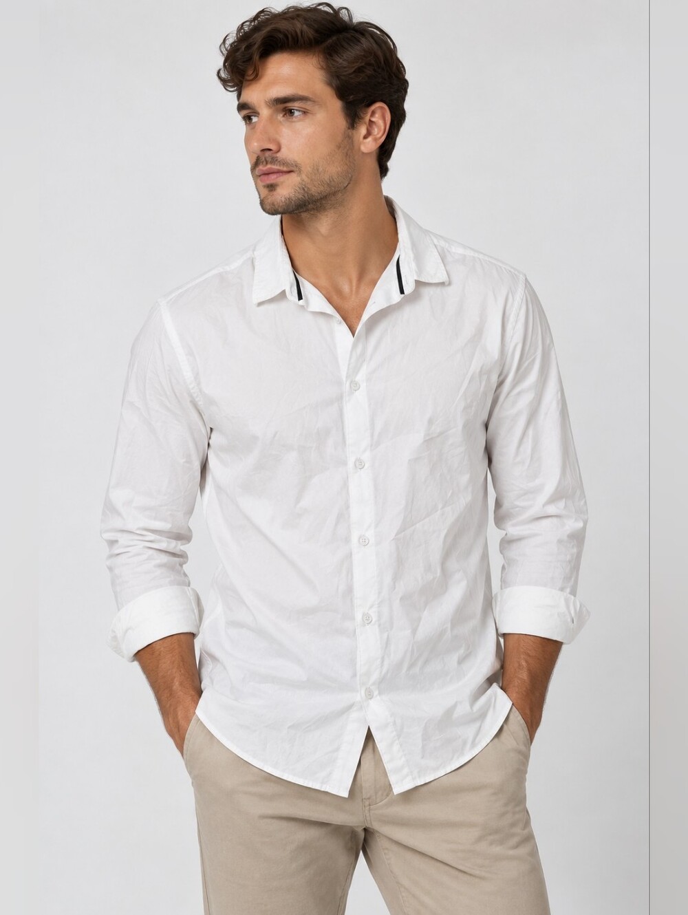 Kenneth Cole New York White Long-Sleeve Button-Up Shirt